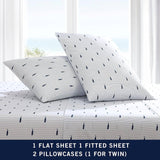 Full size Coastal Beach 100-Percent Cotton Navy Blue White Stripe Sheet Set