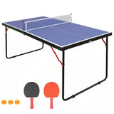 Folding 54-inch Blue Ping Pong Table Tennis Table Set with Net 2 and Paddles