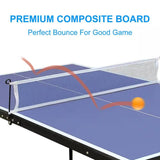 Folding 54-inch Blue Ping Pong Table Tennis Table Set with Net 2 and Paddles