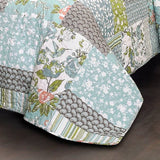 Full/Queen Boho Floral Blue Cotton Lightweight Quilt Set