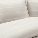 Full/Queen Beige Off-White Stripe Lightweight 3-Piece Comforter Set