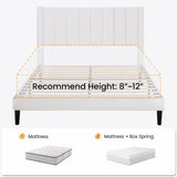 Full size White Velvet Upholstered Platform Bed Frame with Headboard