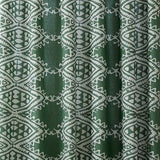 72 x 72 inch Cotton Poly Shower Curtain with Green White Geometric Motif Pattern