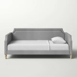 Twin size Grey Polyester Fabric Upholstered Daybed with Nailhead Trim