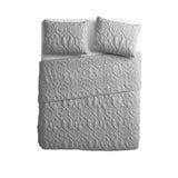 King Coastal Beach Embossed Starfish Seashell Seahorse Grey 3-Piece Quilt Set