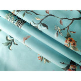 72-in. Teal Blue Green Floral Tree Bird Butterfly Japanese Style Shower Curtain