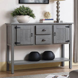 Solid Wood Farmhouse Sofa Table Sideboard Cabinet with Storage Drawers in Grey