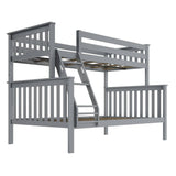 Twin over Full size Solid Wood Bunk Bed in Grey Finish