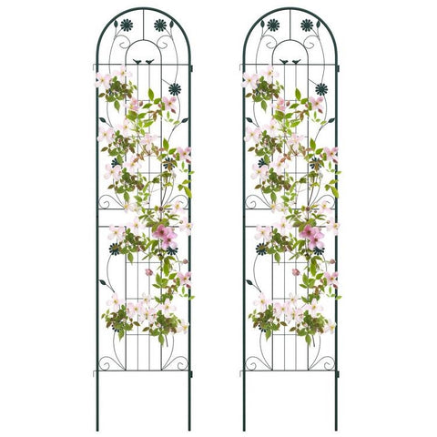 2 Pack - 7-ft Galvanized Steel Outdoor Garden Trellis in Green Metal Finish