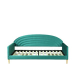 Twin size Mid-Century Modern Emerald Green Velvet Upholstered Daybed