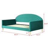 Twin size Mid-Century Modern Emerald Green Velvet Upholstered Daybed