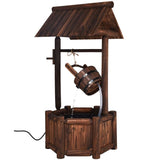 Outdoor Patio Garden Solid Wood Wishing Well Water Fountain with Pump