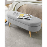 Mid-Century Modern Boho Style Grey Linen Bedroom Storage Bed Bench