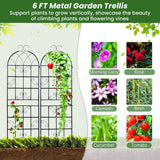 Set of 2 - 6-Ft Heavy Duty Outdoor Galvanized Metal Garden Trellis