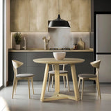 48 Inch Round Scandinavian Solid Wood Dining Table in Blonde