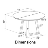 48 Inch Round Scandinavian Solid Wood Dining Table in Blonde