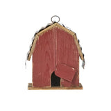 Outdoor Red Wood and Metal Barn Style Hanging Bird House