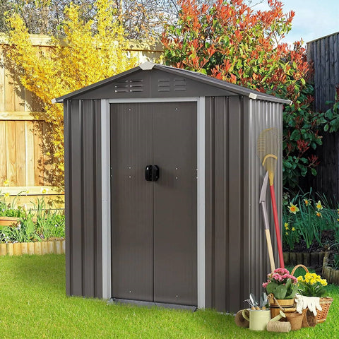 Outdoor Black Grey Galvanized Steel Garbage Trash Can Storage Shed