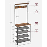 Modern Industrial Style Hall Tree Coat Rack Entryway Shoe Rack with 4 Shelves