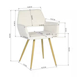 Set of 2 Modern Ivory Velvet Upholstered Dining Chair with Gold Metal Legs