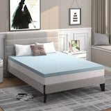 King size 4-inch Thick Soft Gel Memory Foam Mattress Topper in Light Blue