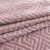 King Violet/Rose-Wood Velvet Microfiber Polyester Reversible 3-Piece Quilt Set