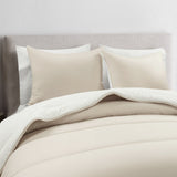 King/Cal King Soft Lightweight Reversible Quilted Comforter Set in White/Beige