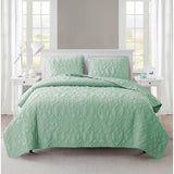 King Coastal Beach Starfish Seashell Seahorse Light Green Teal Quilt Set