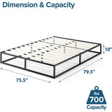 King size 10-inch Low Profile Modern Metal Wood Slat Platform Bed Frame