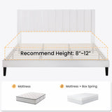 King size White Velvet Upholstered Platform Bed Frame with Headboard