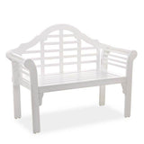 4-Ft. Folding White Wood Patio Garden Outdoor Bench with Scrolled Arms