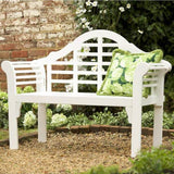 4-Ft. Folding White Wood Patio Garden Outdoor Bench with Scrolled Arms