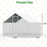 9.8 Ft x 6.5 Ft Outdoor Metal Walk-in Chicken Coop Cage with Waterproof Cover