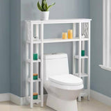 Over the Toilet Bathroom Shelving Unit with 9-Shelves in White Wood Finish