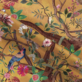 72-inch Brown Red Orange Green Floral Tree Birds Plants Flowers Shower Curtain