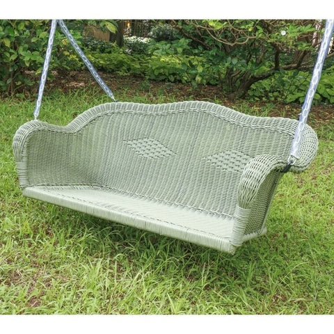 Resin Wicker Porch Swing with 4-ft Hanging Chain in Moss