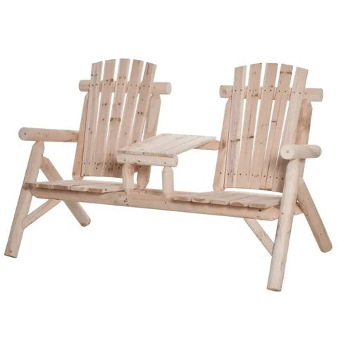 Adirondack Patio 2 Chair Lounger with Center Coffee Table Natural