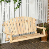 Natural Wooden 2-Seater Hanging Outdoor Porch Swing