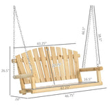 Natural Wooden 2-Seater Hanging Outdoor Porch Swing