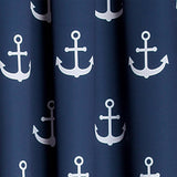 2 Panel 84"L x 52"W Navy Nautical Anchors Window Curtain Set