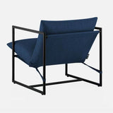 Modern Navy Blue Upholstered Accent Chair with Metal Frame