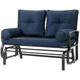 Outdoor Garden Patio Rocking Glider Chair Loveseat with Navy Blue Cushions