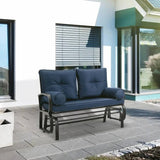 Outdoor Garden Patio Rocking Glider Chair Loveseat with Navy Blue Cushions