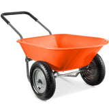 Heavy Duty 2-Wheel Multipurpose Rust Proof Wheelbarrow - Orange