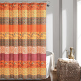 72-inch Orange Teal Floral Damask Boho Birds Polyester Shower Curtain