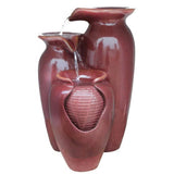 Outdoor Garden Patio 3-Tier Burgundy Red Ceramic-Look Polyresin Water Fountain