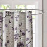 72 x 72 in Cotton Shower Curtain with Purple Grey Beige Floral Blossom Pattern