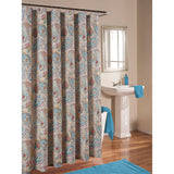 72-in. Paisley Polyester Fabric Shower Curtain in Vibrant Teal Red Yellow White