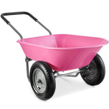 Heavy Duty 2-Wheel Multipurpose Rust Proof Wheelbarrow - Pink