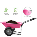 Heavy Duty 2-Wheel Multipurpose Rust Proof Wheelbarrow - Pink